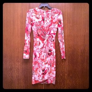 Calvin Klein bright floral faux wrap dress size 2